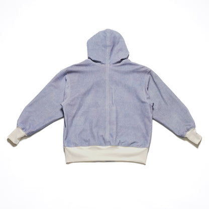 Denim Print Stretch Lambskin Hoodie