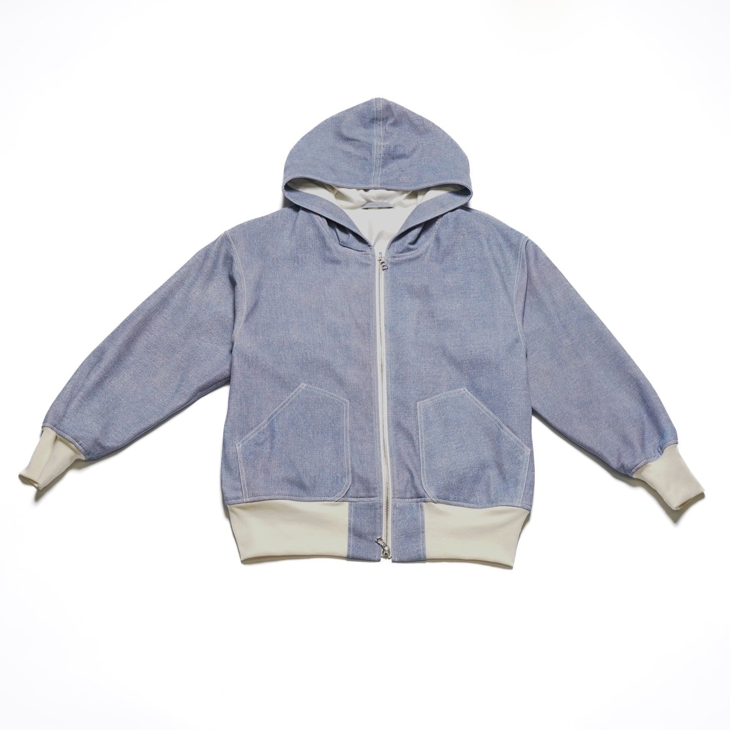 Denim Print Stretch Lambskin Hoodie