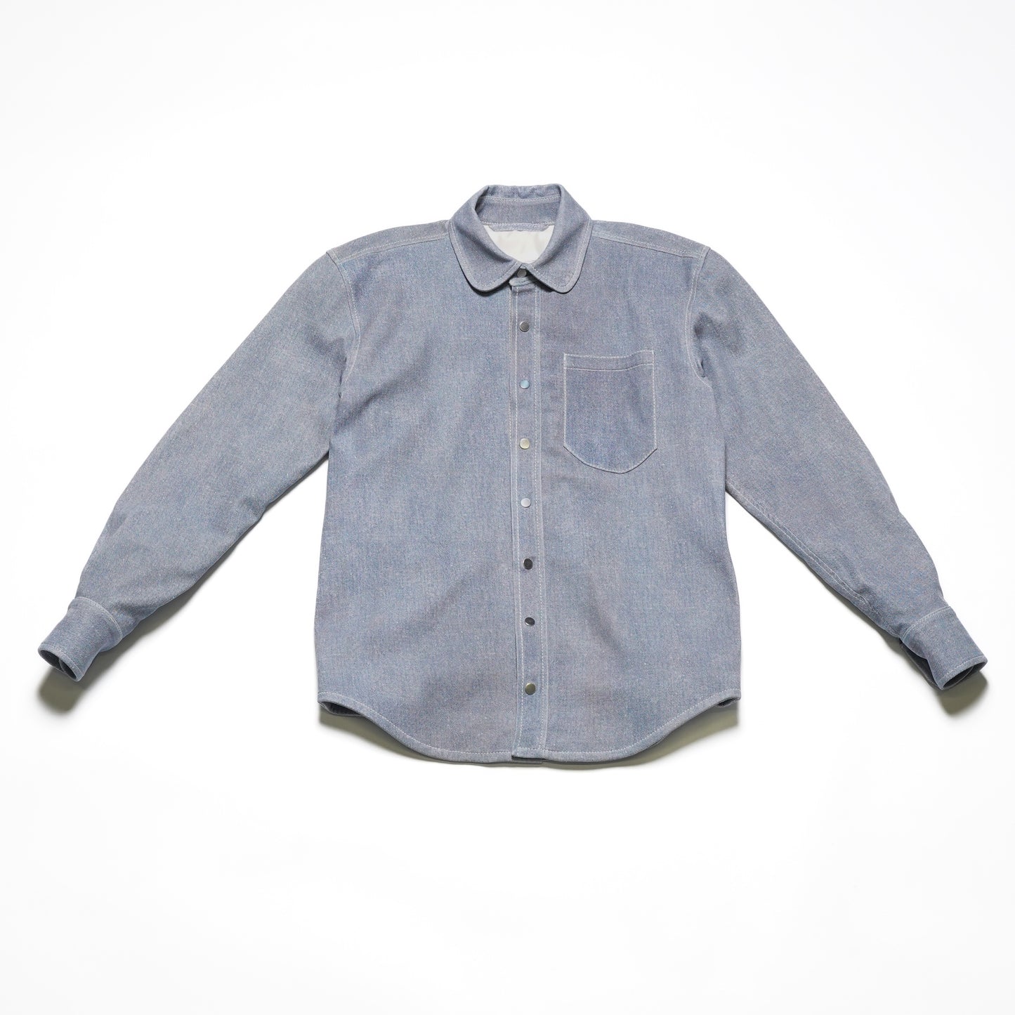 Denim Print Stretch Lambskin Oxford Shirt