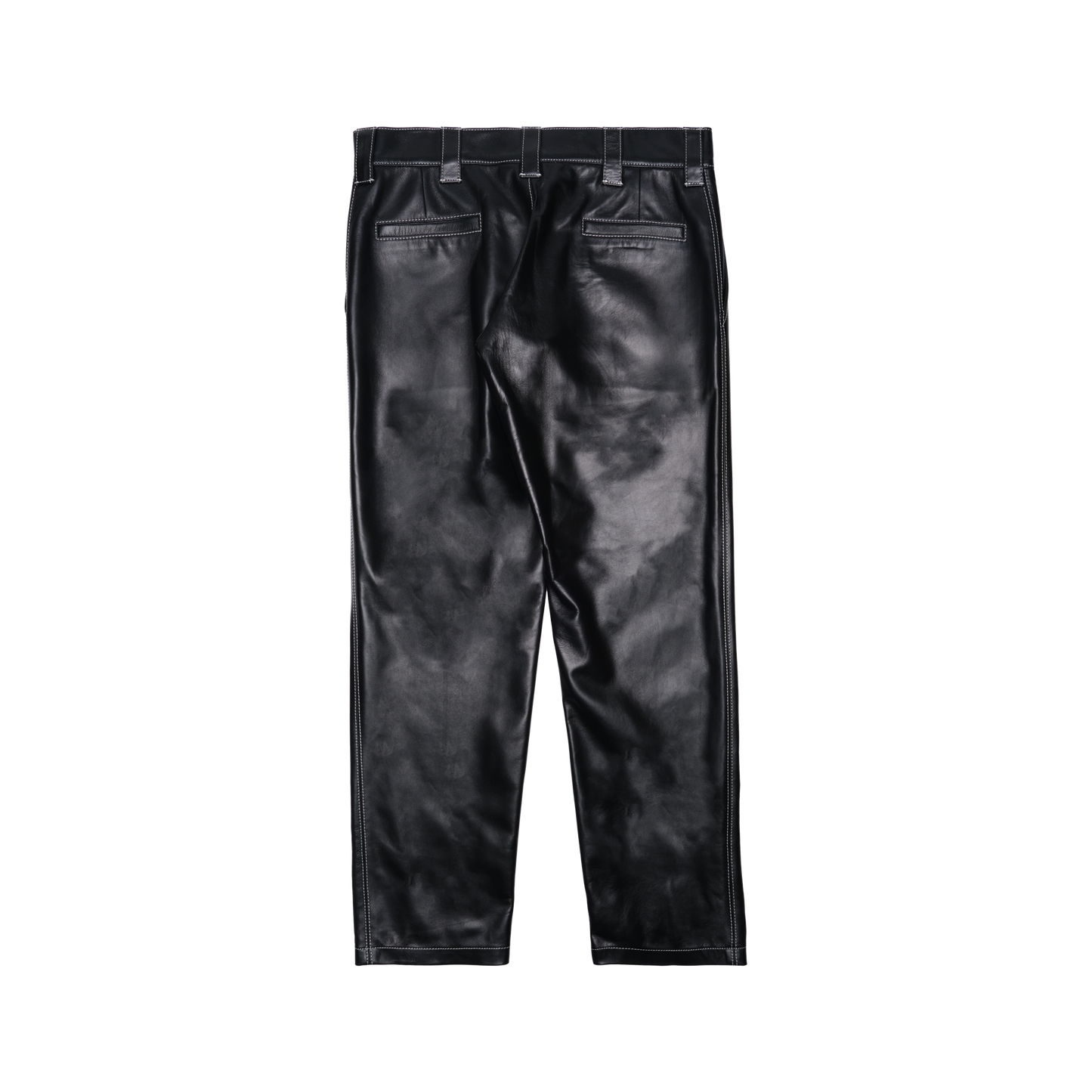 Contrast Stitch Leather Work Pants