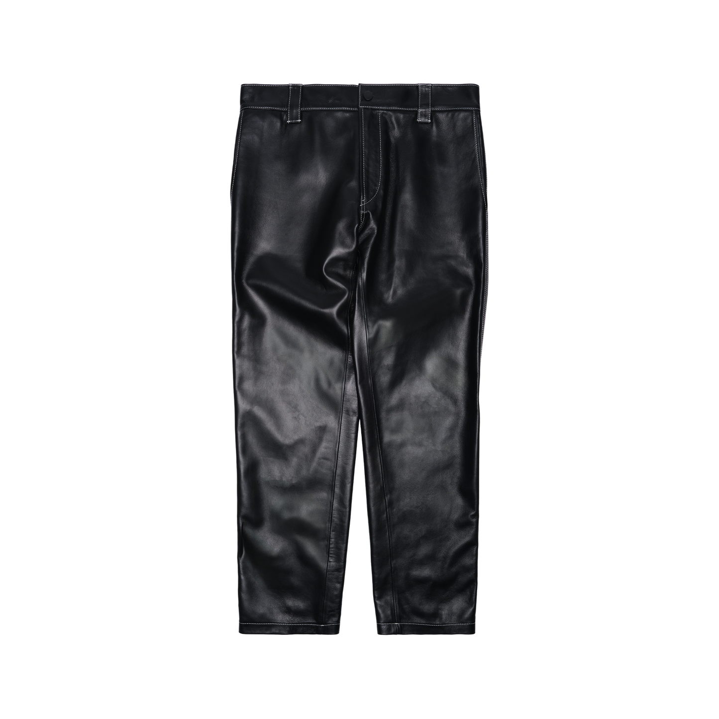 Contrast Stitch Leather Work Pants