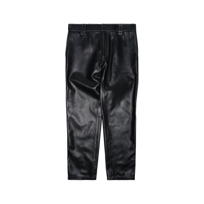 Contrast Stitch Leather Work Pants