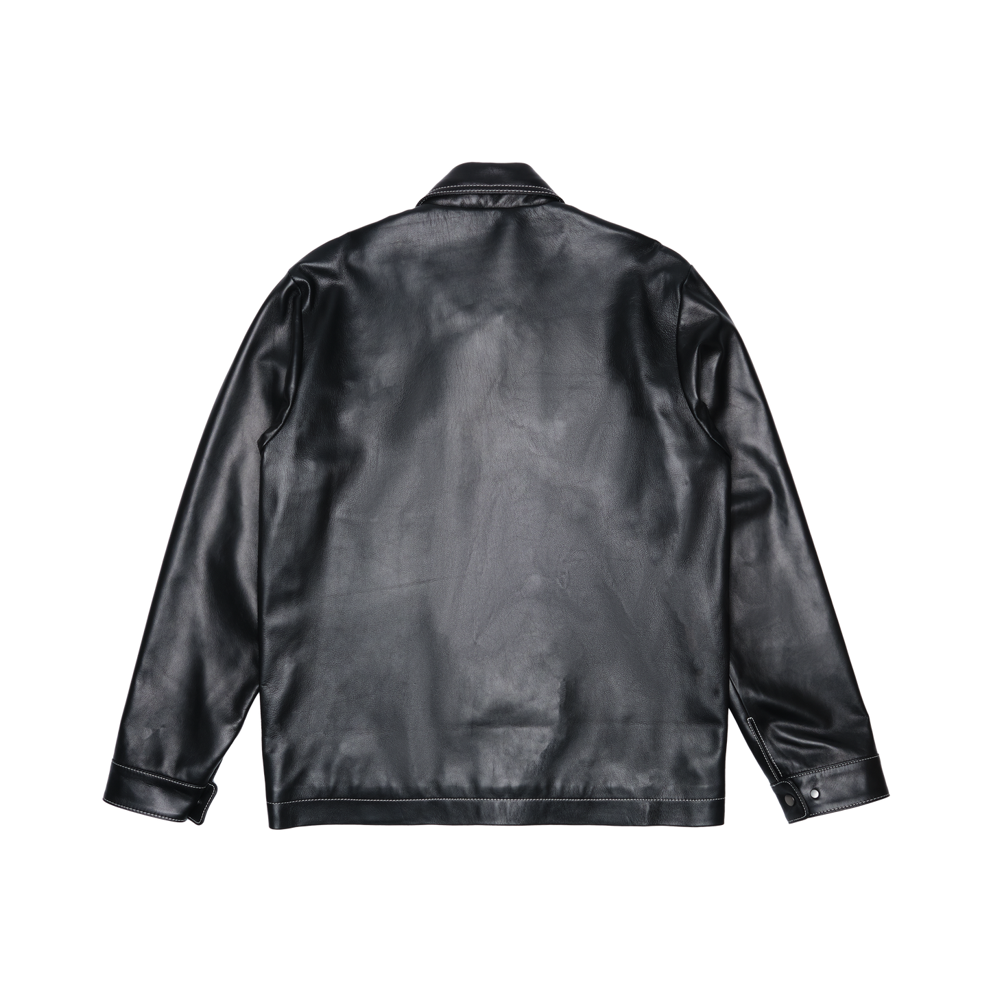 Contrast Stitch Leather Work Jacket