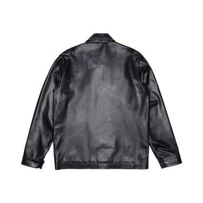 Contrast Stitch Leather Work Jacket