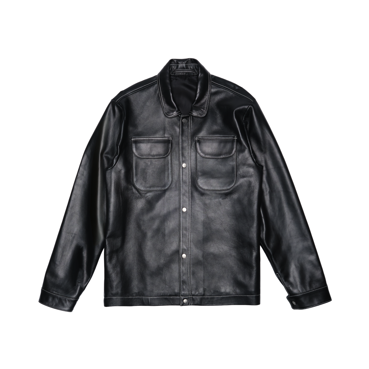 Contrast Stitch Leather Work Jacket