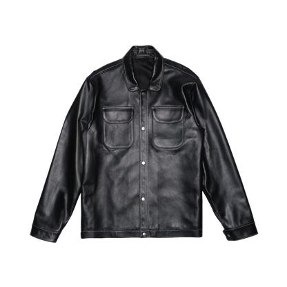 Contrast Stitch Leather Work Jacket