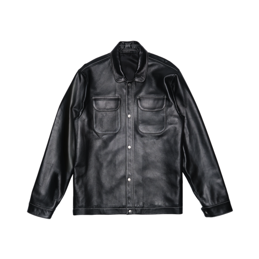 Contrast Stitch Leather Work Jacket